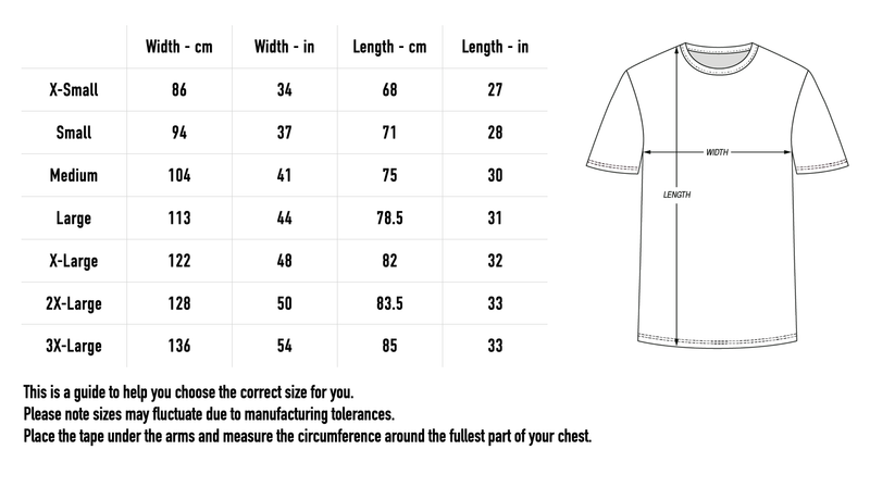 Size chart for Measure Up T-Shirt - Blue